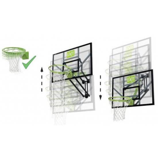 Щит баскетбольний регульований Exit Galaxy 116х77 см з амортизаційним кільцем і сіткою (46.01.11.00)