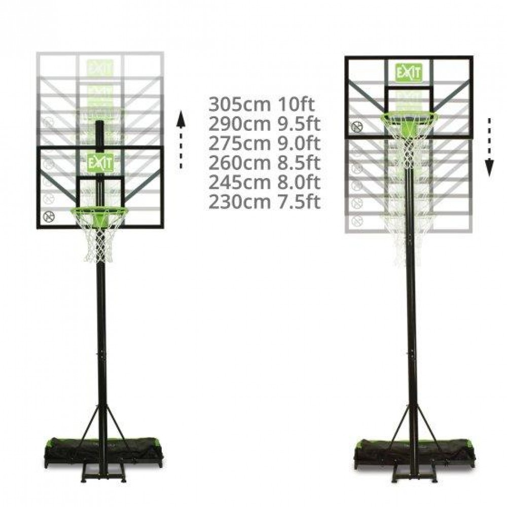 Стійка баскетбольна EXIT Comet green-black 230-305 см пересувна на колесах регульована (46.65.10.00)