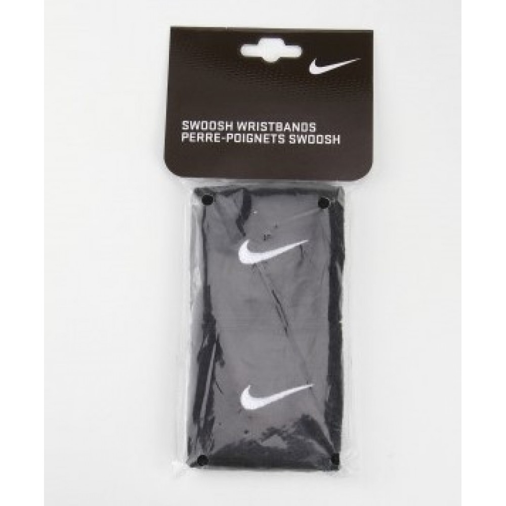 Напульсники Nike Swoosh Wristbands 2 шт. (1 пара) для спорту, ігор, тренувань чорні (N.NN.04.010.OS) 