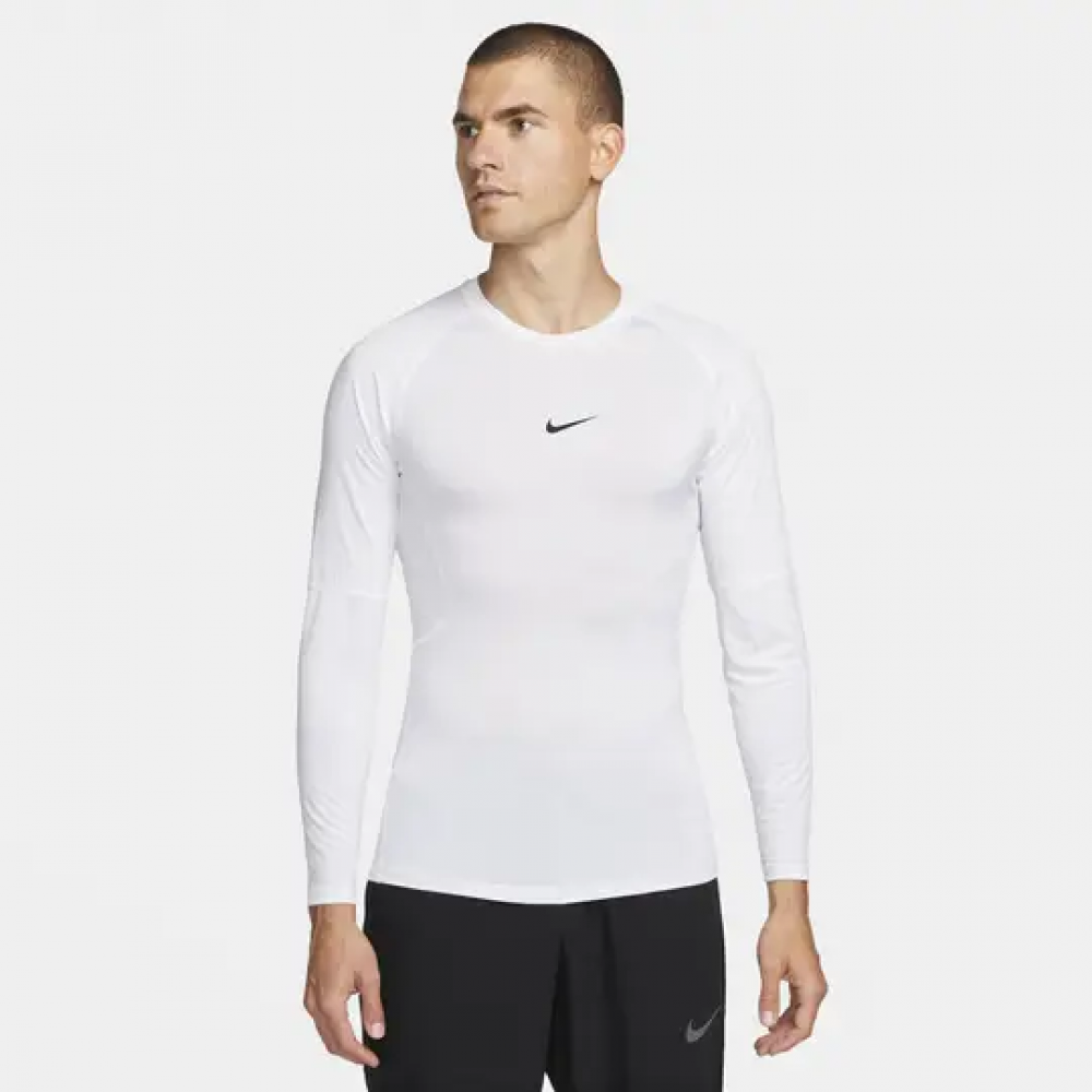 Футболка компресійна Nike Pro Men's Dri-FIT Tight Long-Sleeve Fitness Top біла оригінал (FB7919-100)