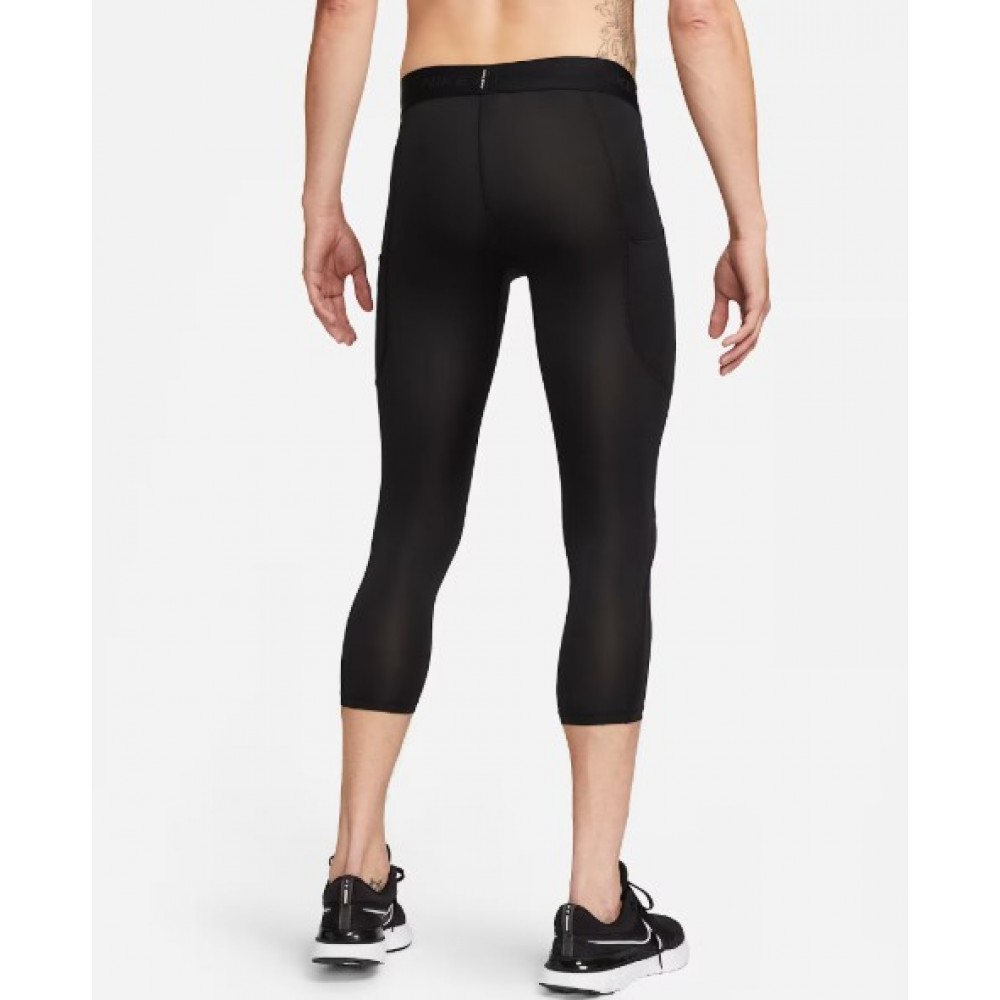 Компресійні чоловічі тайтси Nike Pro Men's Dri-FIT 3/4-Length Fitness Tights чорні оригінал (FB7950-010)