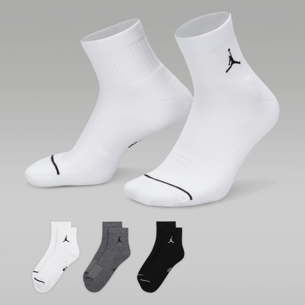 Шкарпетки баскетбольні Jordan Джордан Everyday Ankle Socks середні 3 пари (DX9655-911)
