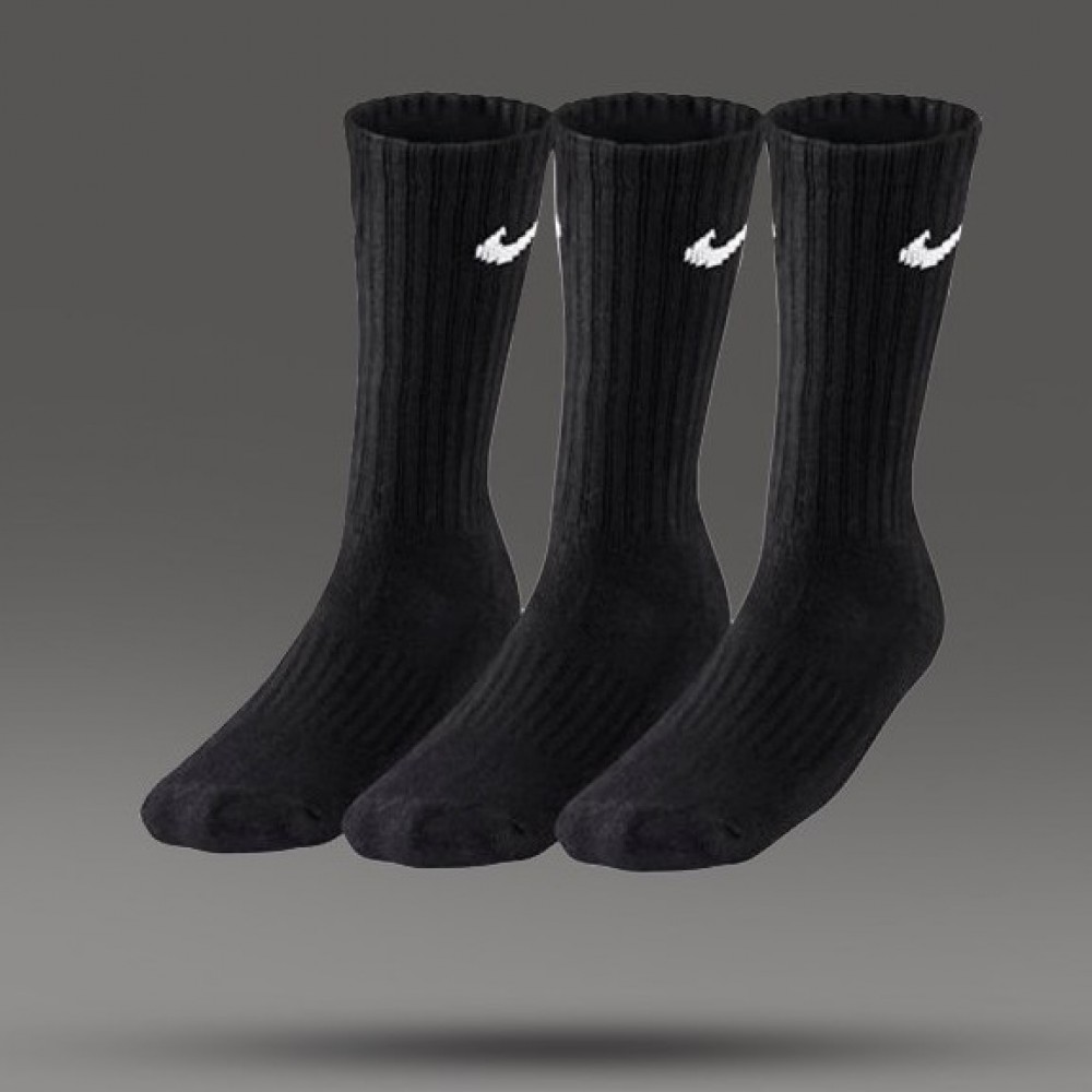 Шкарпетки Nike Найк Value Cotton Crew 3 пари чорні високі оригінал (SX4508-001)