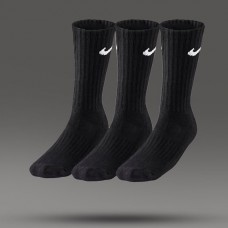 Шкарпетки Nike Найк Value Cotton Crew 3 пари чорні високі оригінал (SX4508-001)