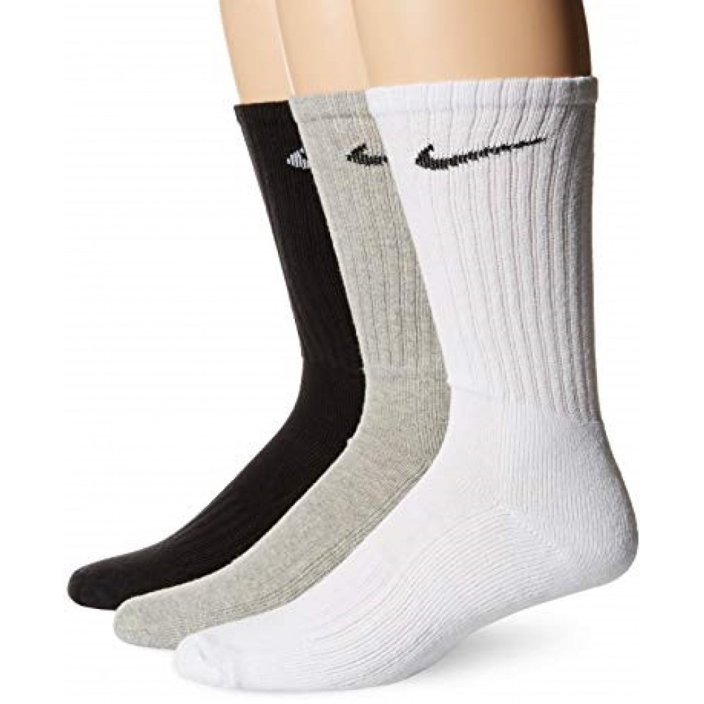 Шкарпетки спортивні Nike Value Cotton Crew 3 пари білі-сірі-чорні (SX4508-965)