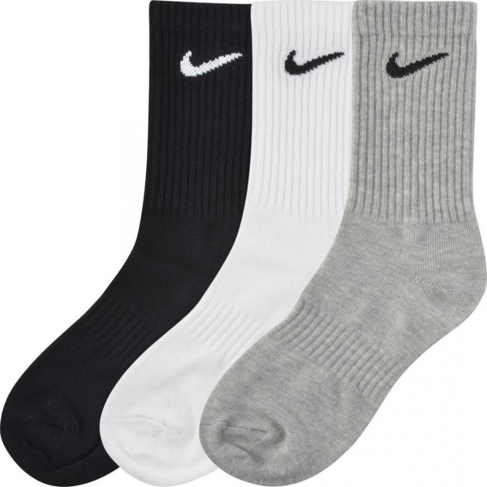 Шкарпетки спортивні Nike Value Cotton Crew 3 пари білі-сірі-чорні (SX4508-965)