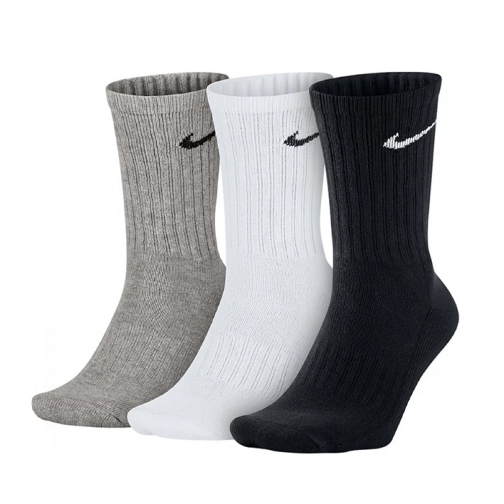 Шкарпетки спортивні Nike Value Cotton Crew 3 пари білі-сірі-чорні (SX4508-965)