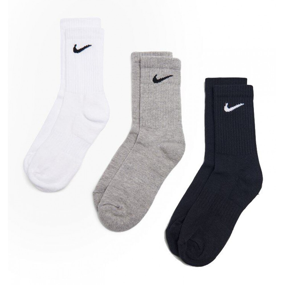 Шкарпетки спортивні Nike Everyday Cushion Crew 3 пари чорний-білий-сірий (SX7664-901)