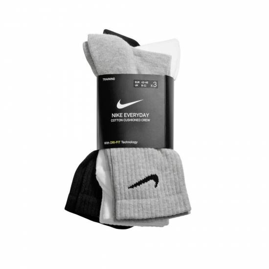Шкарпетки спортивні Nike Everyday Cushion Crew 3 пари чорний-білий-сірий (SX7664-901)