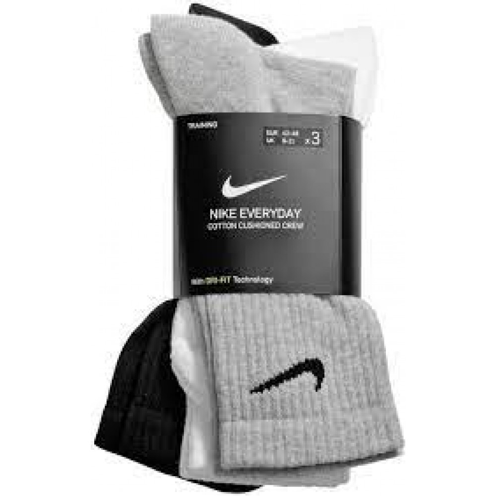 Шкарпетки спортивні Nike Everyday Cushion Crew 3 пари чорний-білий-сірий (SX7664-964)
