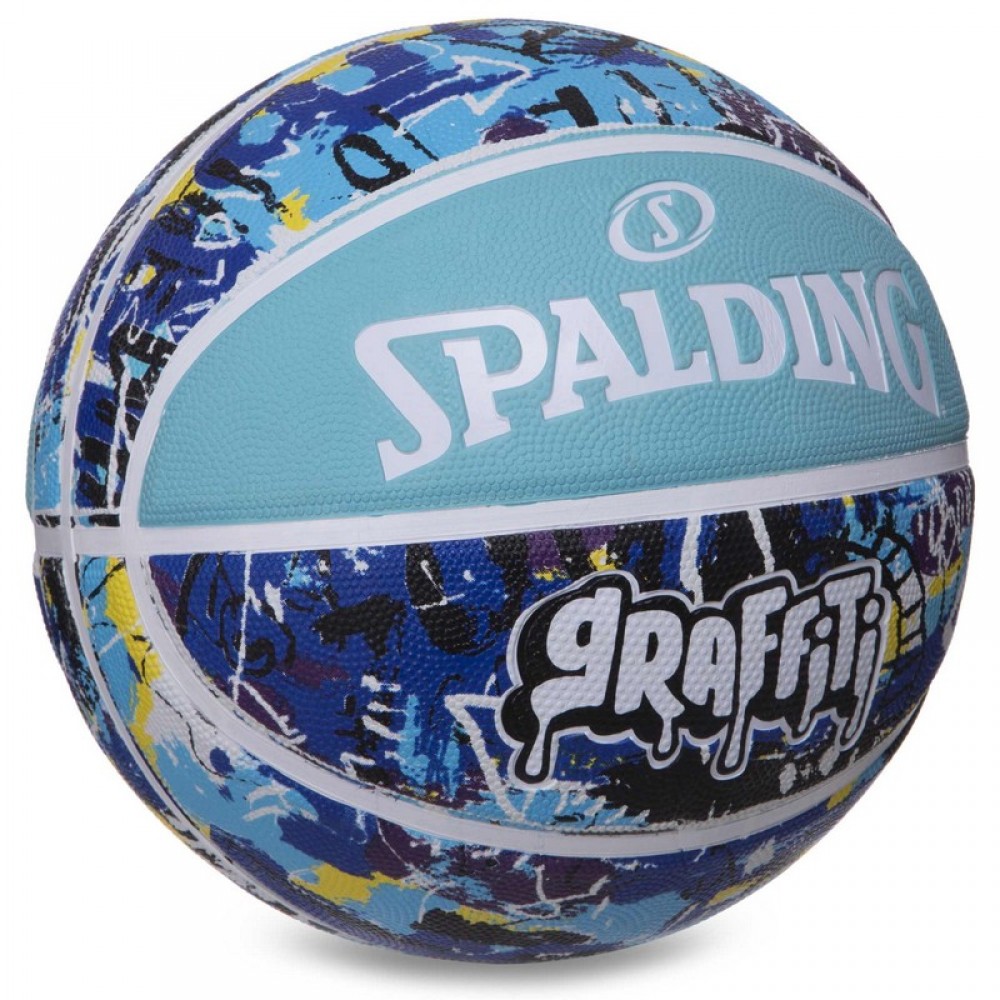 М'яч баскетбольний Spalding Blue-Dark Blue Graffiti розмір 7 гумовий для гри на вулиці (84373Y)