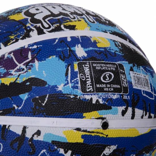 М'яч баскетбольний Spalding Blue-Dark Blue Graffiti розмір 7 гумовий для гри на вулиці (84373Y)