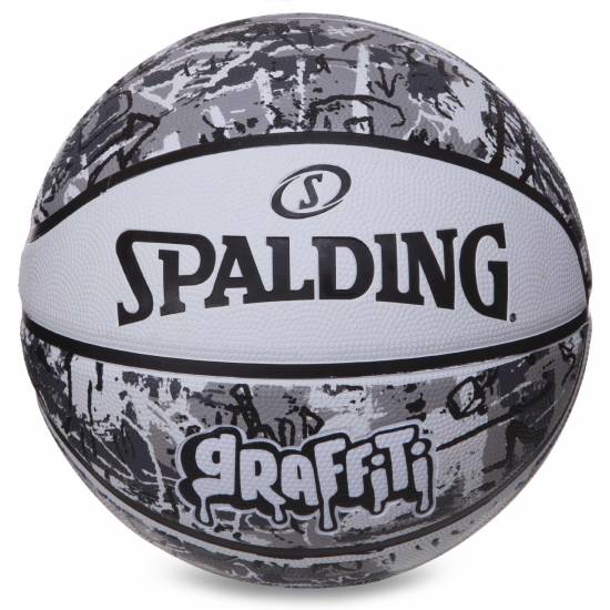 М'яч баскетбольний Spalding White Black Graffiti розмір 7 гумовий для гри на вулиці (84375Z)
