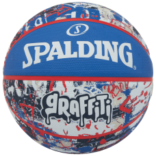 М'яч баскетбольний Spalding Blue Red Graffiti розмір 7 гумовий для гри на вулиці (84377Z)