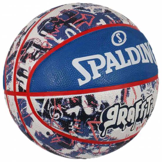 М'яч баскетбольний Spalding Blue Red Graffiti розмір 7 гумовий для гри на вулиці (84377Z)