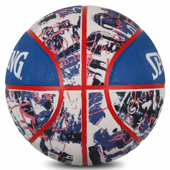 М'яч баскетбольний Spalding Blue Red Graffiti розмір 7 гумовий для гри на вулиці (84377Z)