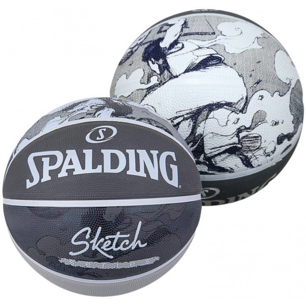 М'яч баскетбольний Spalding NBA Sketch Jump Ball Series Outdoor розмір 7 гумовий (84382Z)