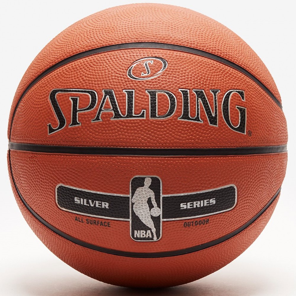 М'яч баскетбольний Spalding NBA Silver Series Outdoor розмір 5, 6, 7 гумовий для вулиці коричневий