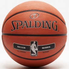 М'яч баскетбольний Spalding NBA Silver Series Outdoor розмір 5, 6, 7 гумовий для вулиці коричневий
