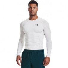 Футболка-лонгслів компрессійна чоловіча Under Armour HeatGear® Men's Long Sleeve біла оригінал (1361524-100)