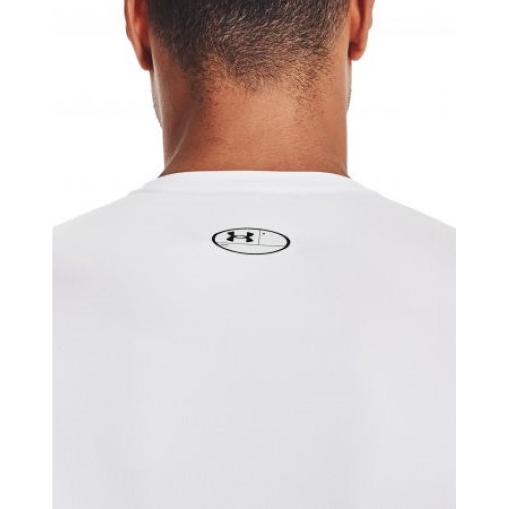 Футболка-лонгслів компрессійна чоловіча Under Armour HeatGear® Men's Long Sleeve біла оригінал (1361524-100)