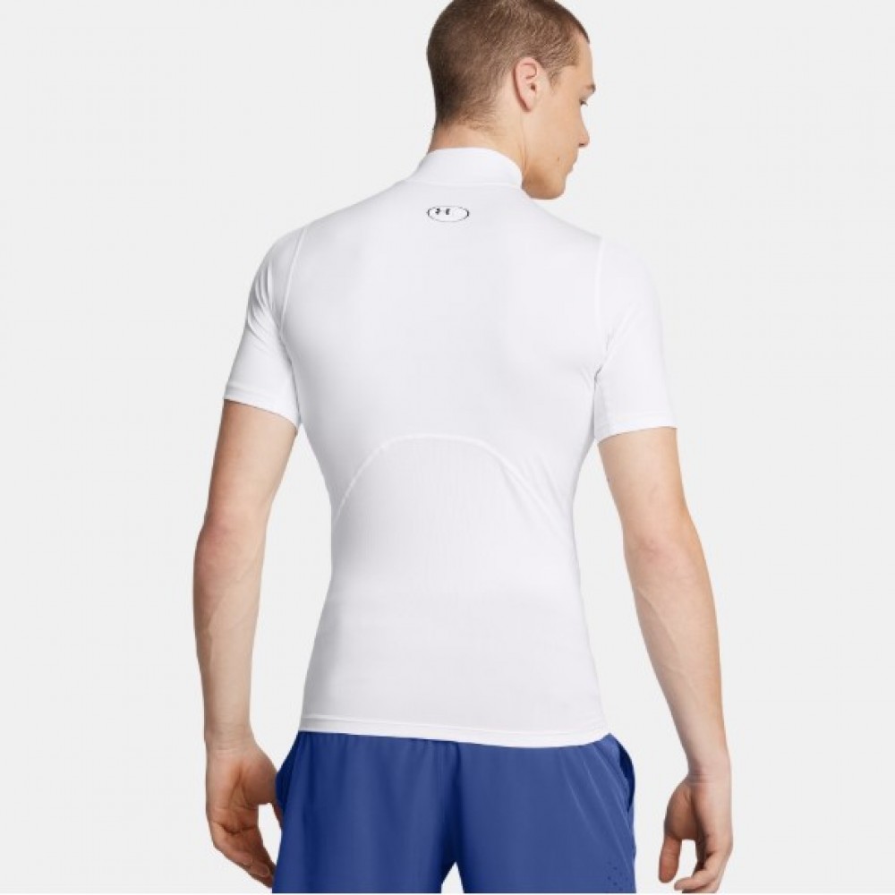 Футболка компресійна чоловіча Under Armour Men's HeatGear® Mock Short Sleeve біла оригінал (1372586-100)