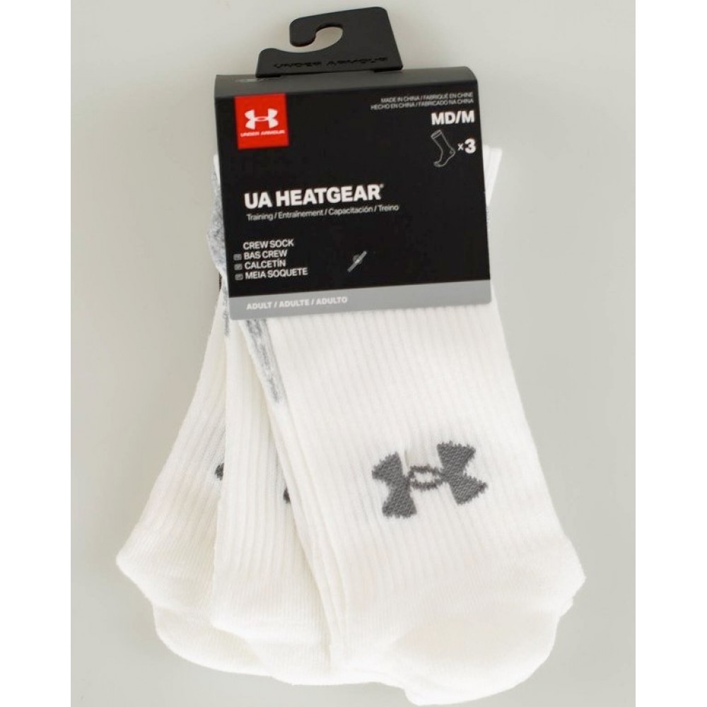 Шкарпетки спортивні Under Armour HeatGear® Crew Socks 3 пари білі (1346751-100)