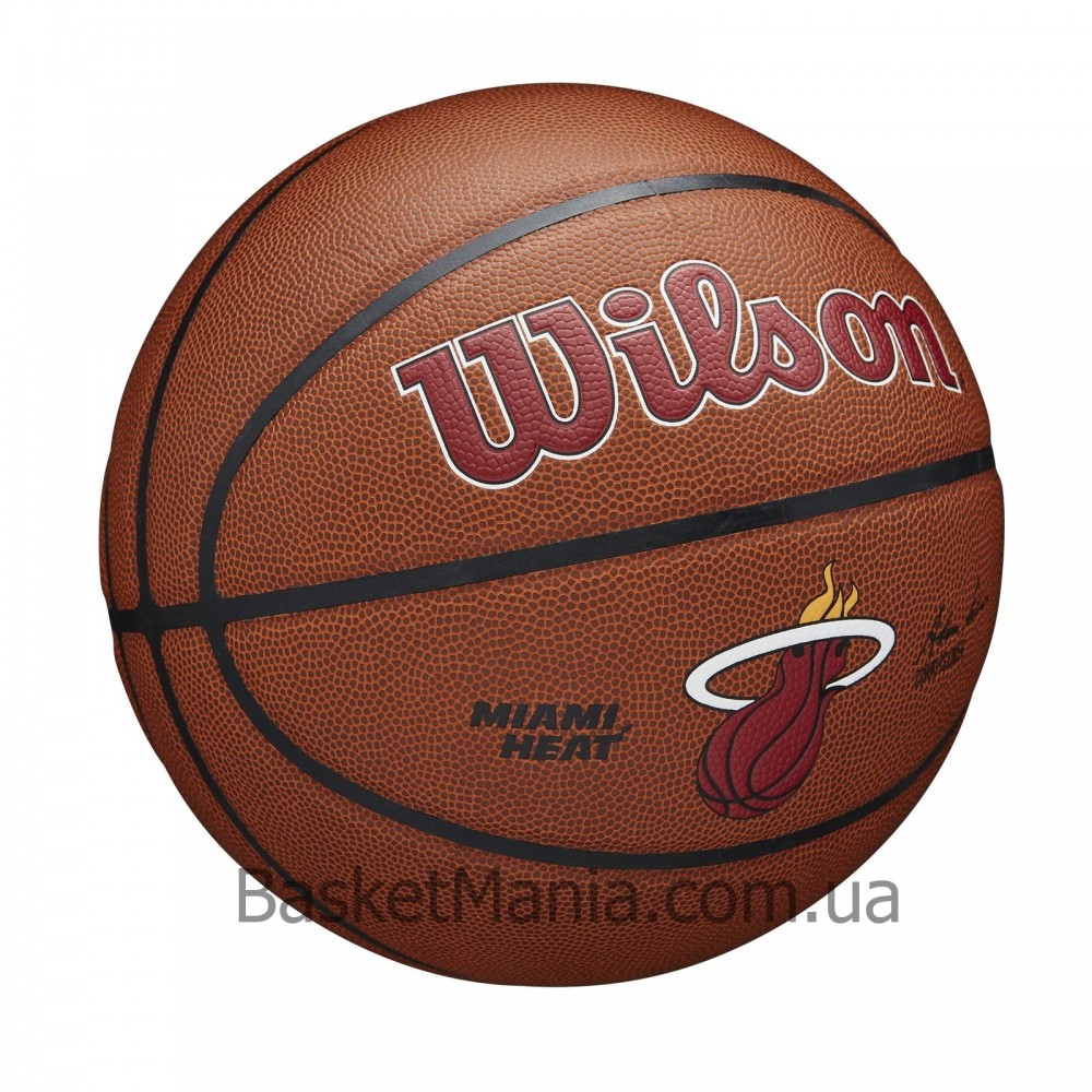 М'яч баскетбольний Wilson NBA Team Composite Miami Heat розмір 7 композитна шкіра (WTB3100XBMIA)