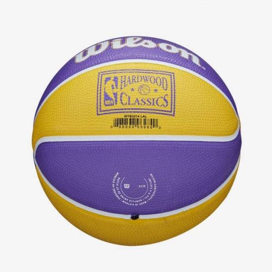 Мини-мяч баскетбольный Wilson Team Retro Los Angeles Lakers размер 3 (WTB3200XBLAL)