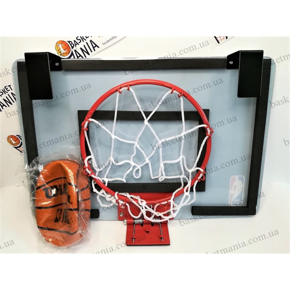 Міні-щит баскетбольний Wilson NBA Forge Team Mini Hoop 45,7х27,9 см з кільцем і сіткою (WTBA3001FRGNB)