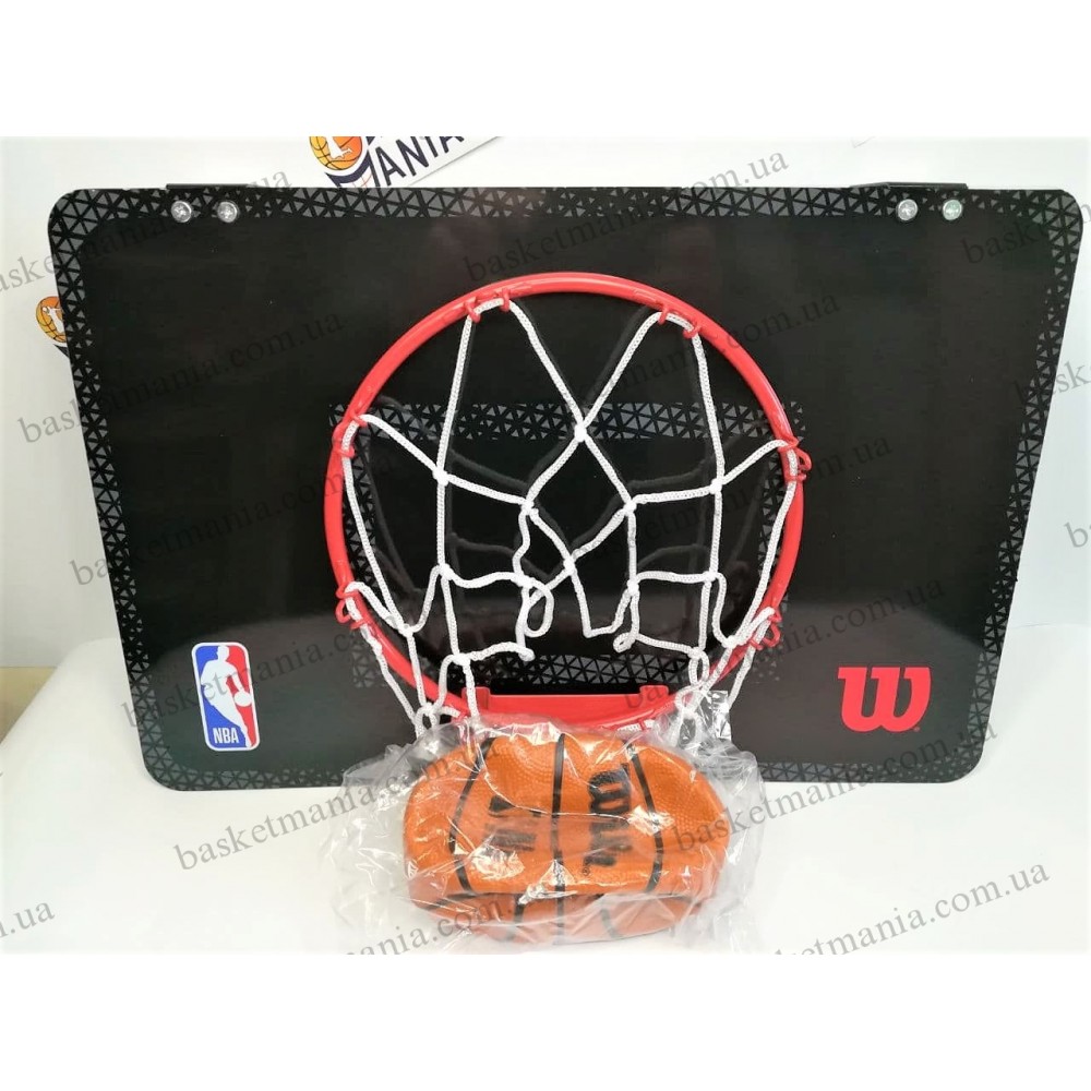 Міні-щит баскетбольний Wilson NBA Forge Team Mini Hoop 45,7х27,9 см з кільцем і сіткою (WTBA3001FRGNB)