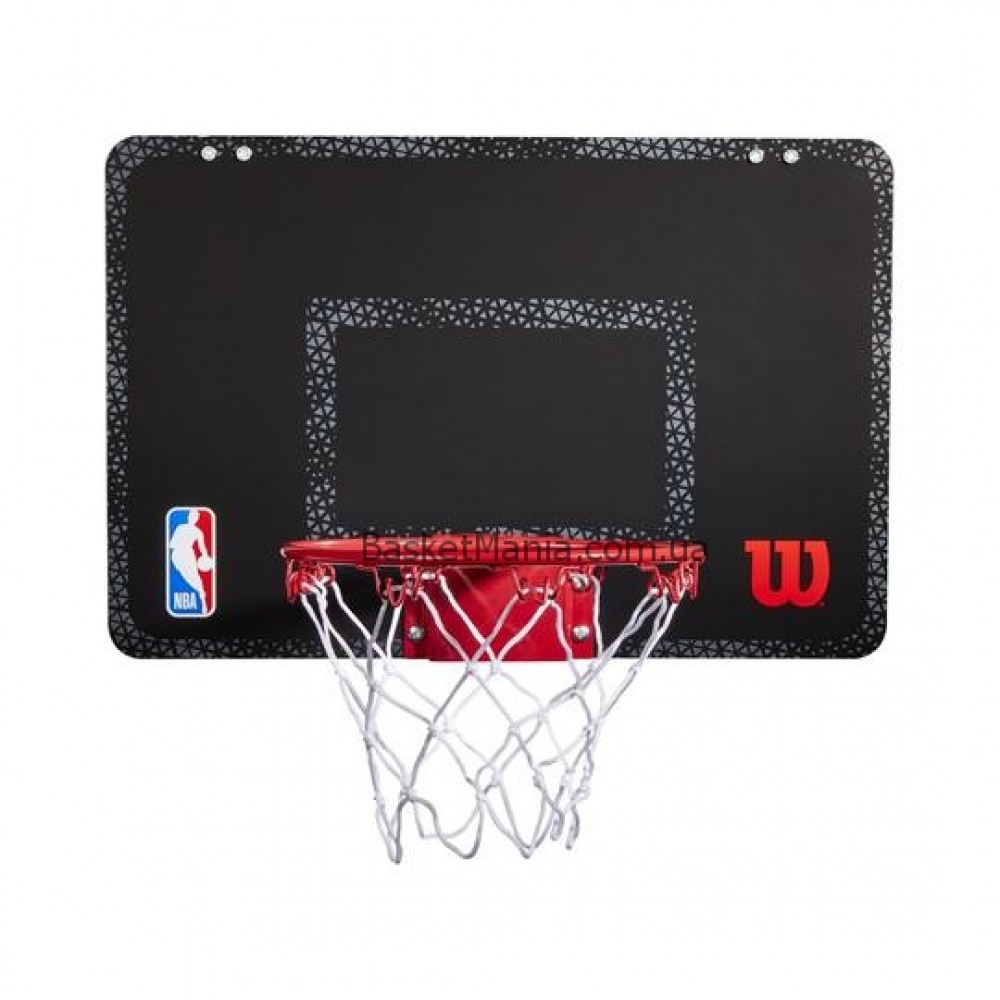 Міні-щит баскетбольний Wilson NBA Forge Team Mini Hoop 45,7х27,9 см з кільцем і сіткою (WTBA3001FRGNB)