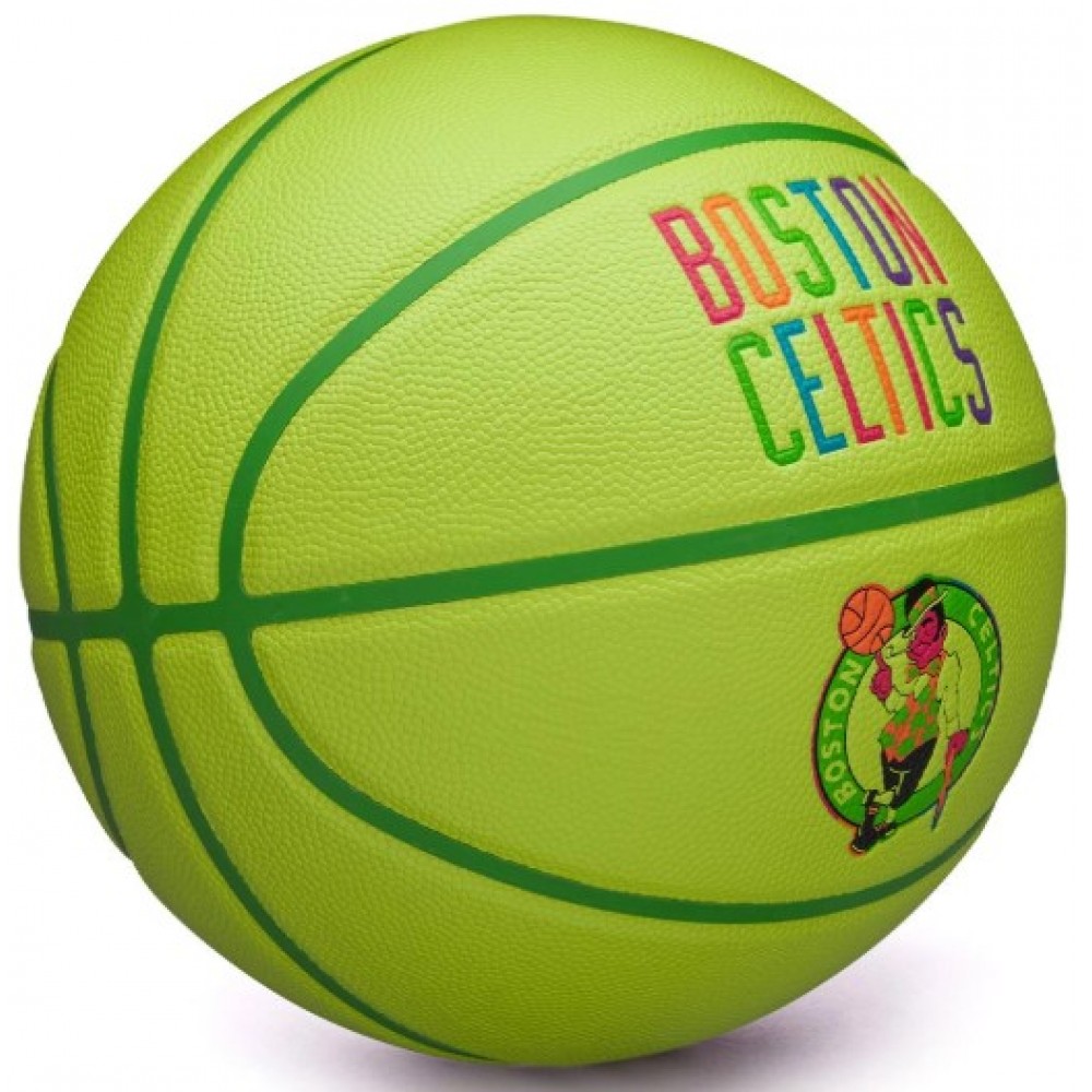 Баскетбольний м’яч Wilson NBA Team Neon Boston Celtics розмір 7 композитна шкіра (WZ4037401XB — оригінал