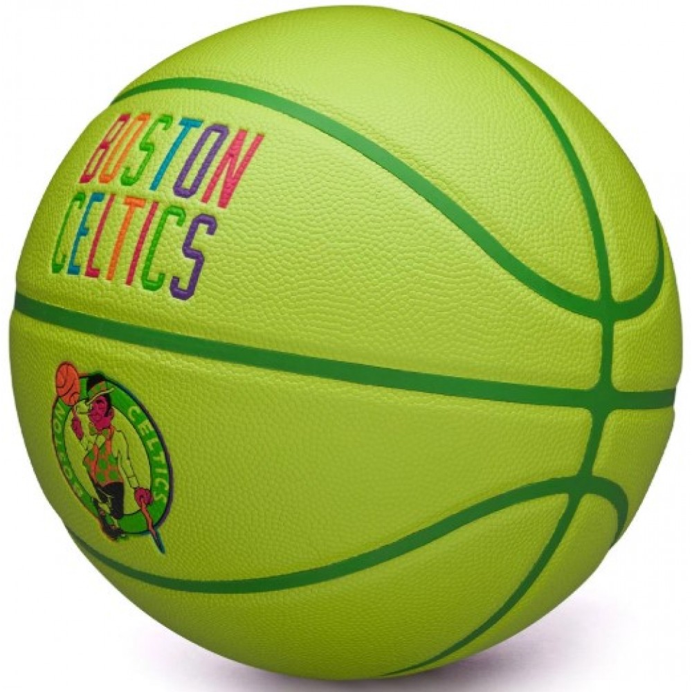 Баскетбольний м’яч Wilson NBA Team Neon Boston Celtics розмір 7 композитна шкіра (WZ4037401XB — оригінал
