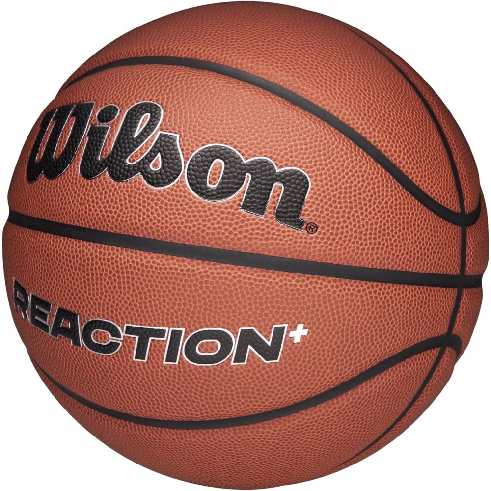 Баскетбольний м'яч Wilson Reaction Plus композитна шкіра коричневий для гри на вулиці-в залі (WZ2026701XB)
