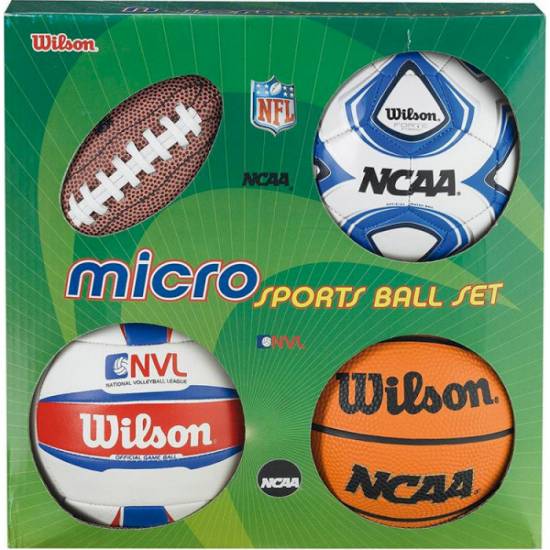 Набір сувенірний дитячий Wilson Micro Sports 4Ball Kit розмір 1 гумовий (X0544)