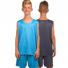 Форма баскетбольна дитяча BasketBall Uniform двостороння блакитний-сірий (LD-8300T)