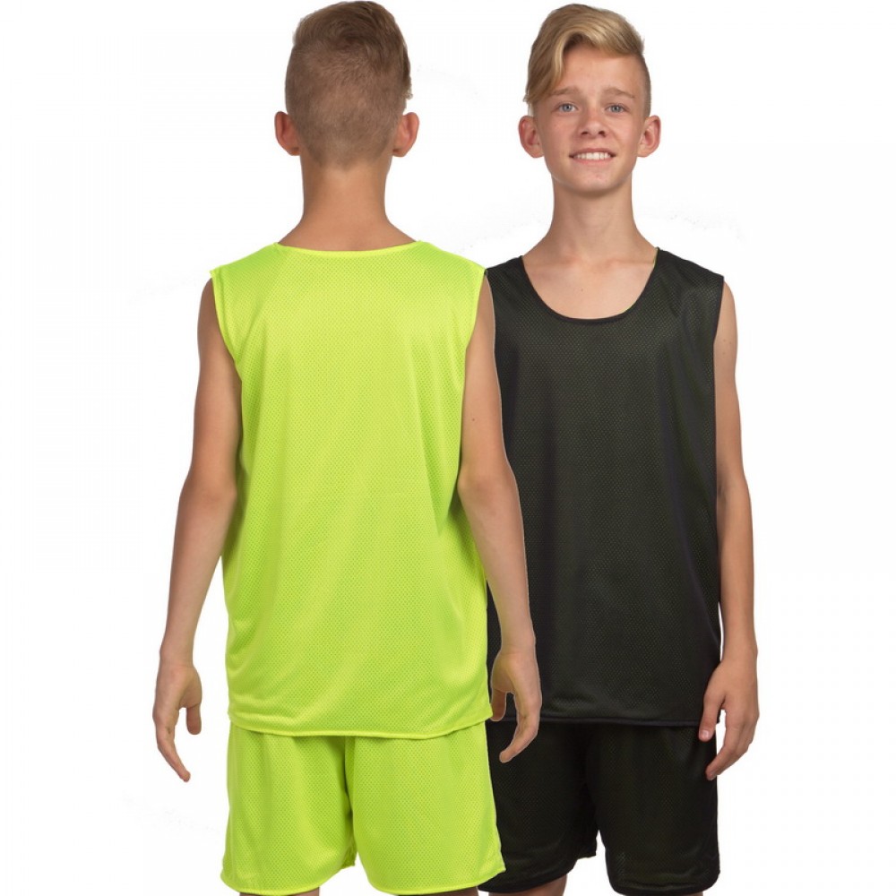 Форма баскетбольна дитяча BasketBall Uniform двостороння салатовий-чорний (LD-8300T)