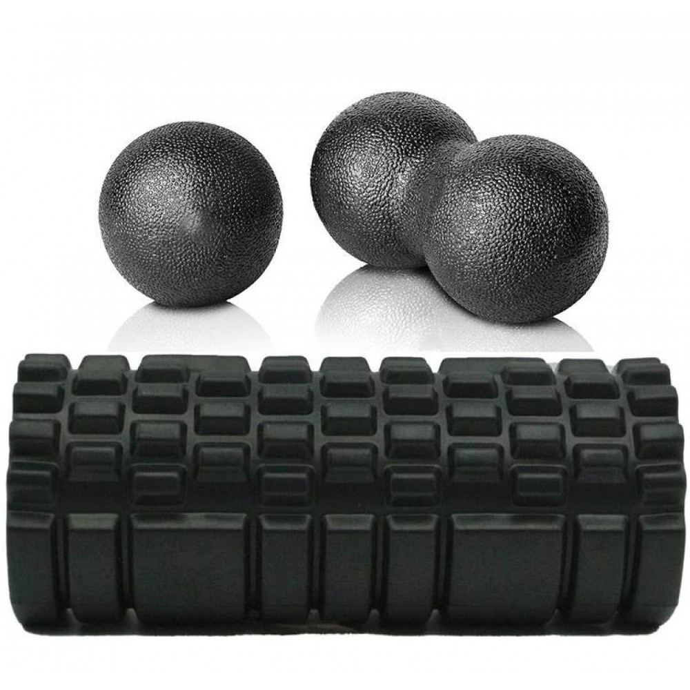 Набір масажний Massage Set м'ячі Ball 8 см, Duoball 8х17 см, ролл Combi Roller 33х13 см (MS-0857-B-6664-1551)
