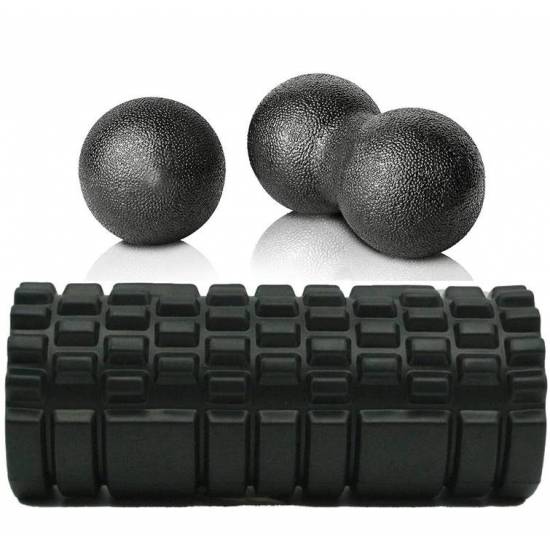 Набір масажний Massage Set м'ячі Ball 8 см, Duoball 8х17 см, ролл Combi Roller 33х13 см (MS-0857-B-6664-1551)