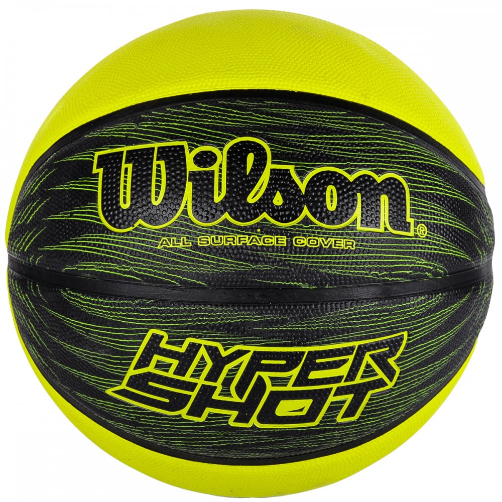 М'яч баскетбольний гумовий для вулиці та зали Wilson Hyper shot blackl/lime розмір 6