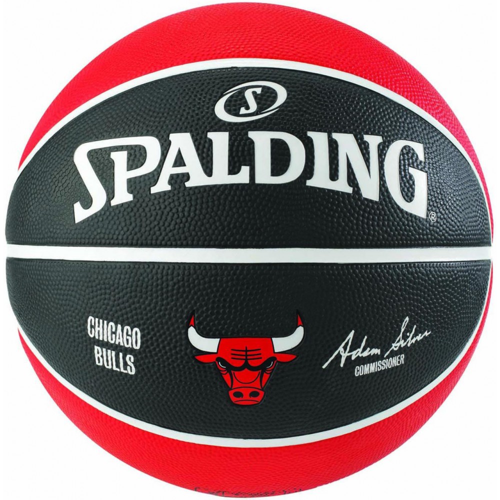 М'яч баскетбольний гумовий для вулиці Spalding NBA Team Chicago Bulls розмір 7, червоний-чорний