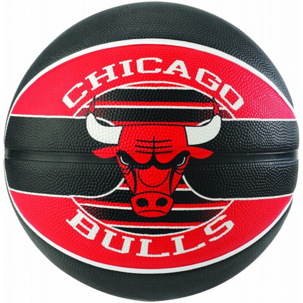 М'яч баскетбольний гумовий для вулиці Spalding NBA Team Chicago Bulls розмір 7, червоний-чорний