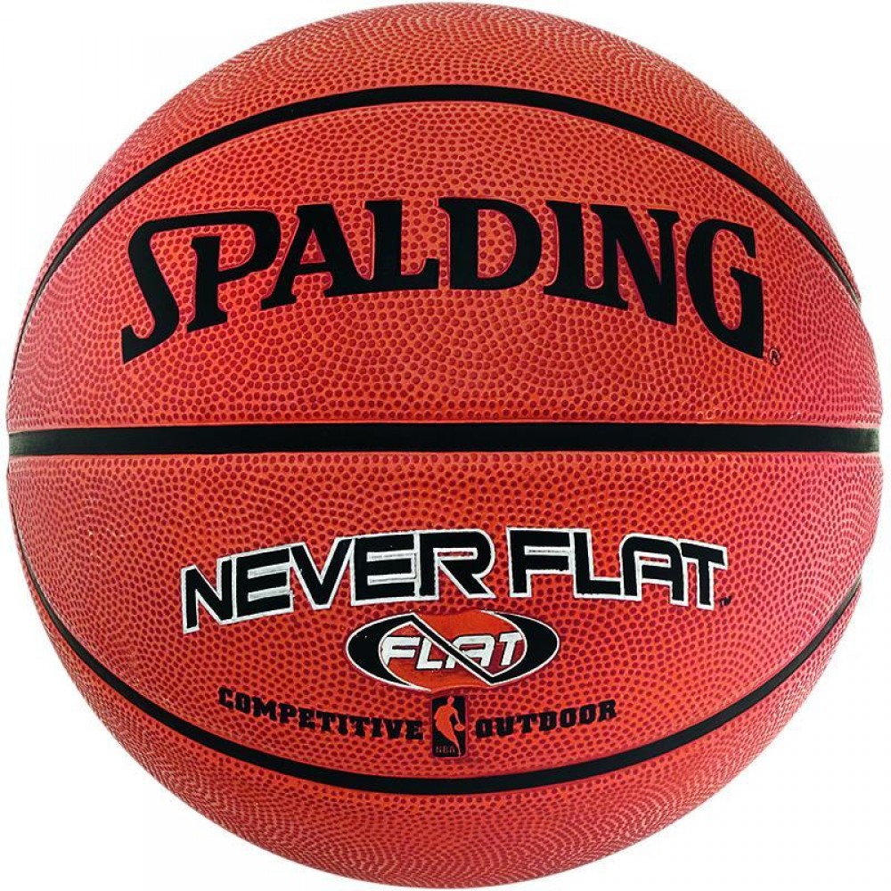 Мяч баскетбольный резиновый для игры на улице Spalding Neverflat Outdoor размер 7, оранжевый
