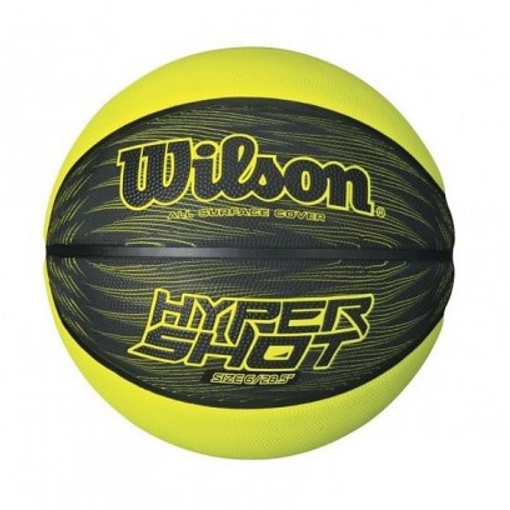 М'яч баскетбольний гумовий для вулиці та зали Wilson Hyper shot blackl/lime розмір 6