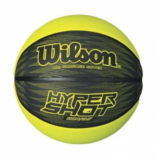 Мяч баскетбольный резиновый для улицы и зала Wilson Hyper shot blackl/lime размер 6
