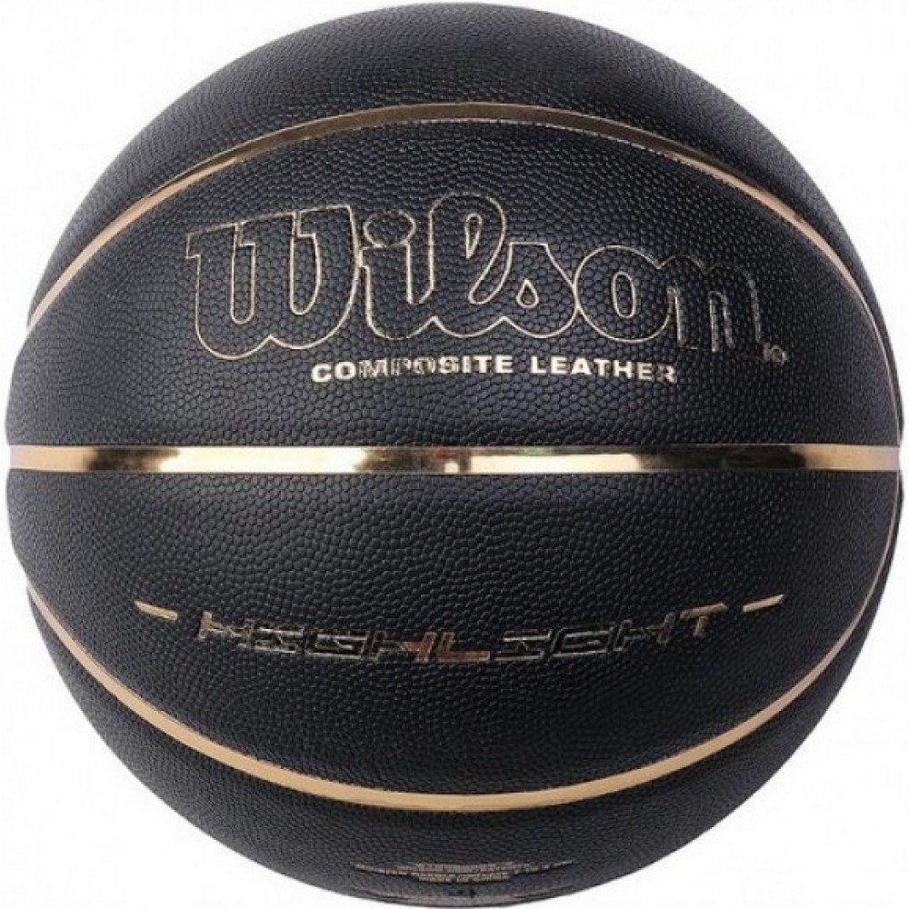 М'яч баскетбольний композитна шкіра для гри в залі Wilson Hightlight BLGO розмір 7, колір - чорний